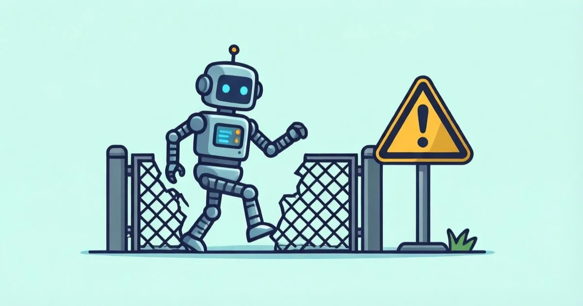 警告マークとロボットを描いた挿絵