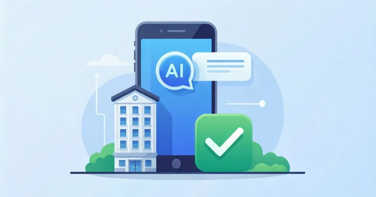 a small business developer building an app with an AI chat icon, clean flat illustration, no text or logos