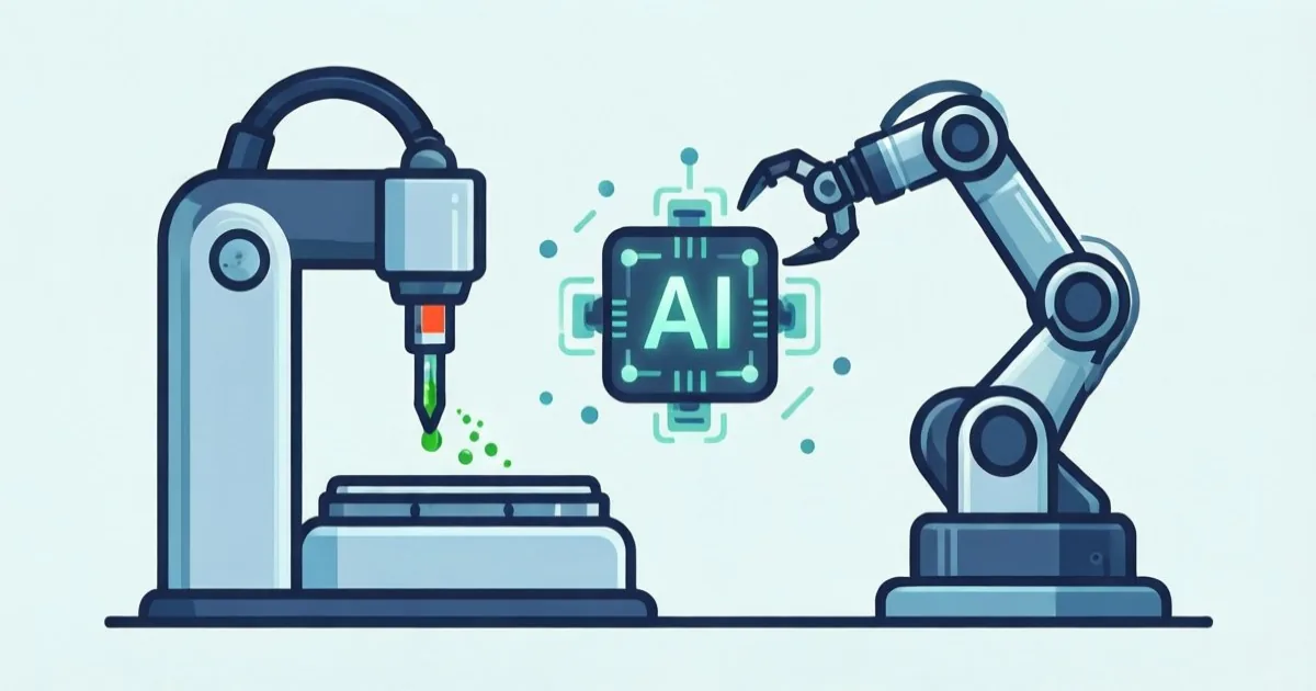 ロボットとAIを描いた挿絵