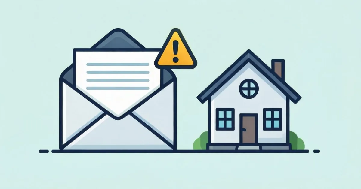 メールと警告マークを描いた挿絵