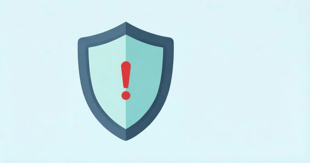 a Windows update shield icon overlaid with a small red exclamation warning badge, clean flat illustration, no text or logos