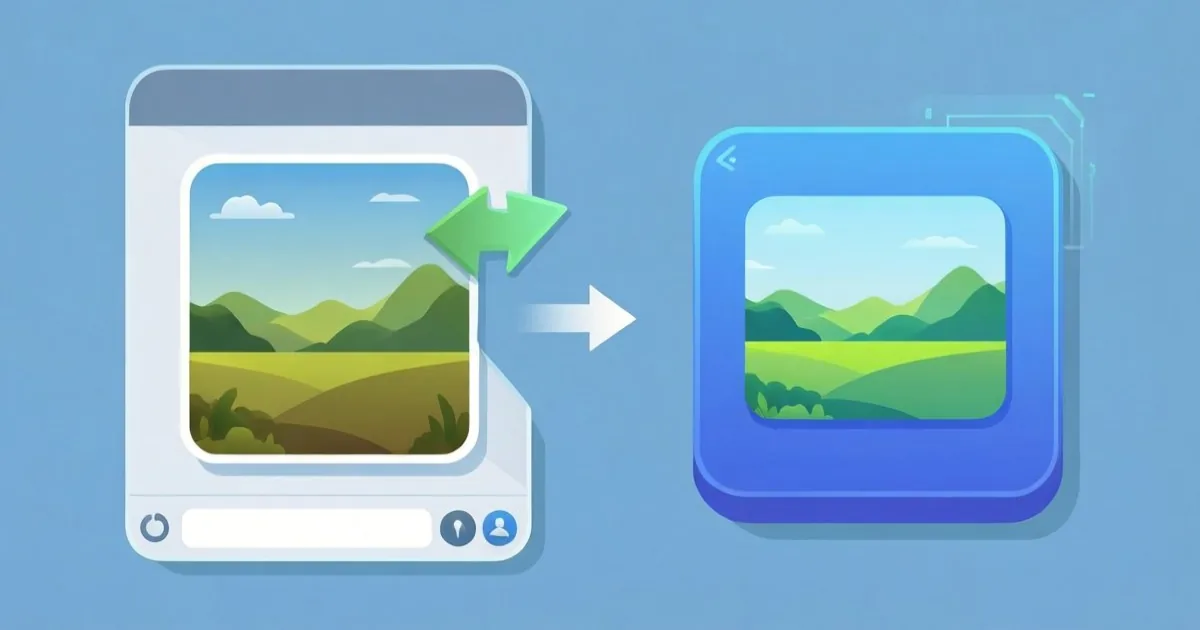 a chat app interface showing an old image generation icon being replaced by a newer one, clean flat illustration, no text or logos