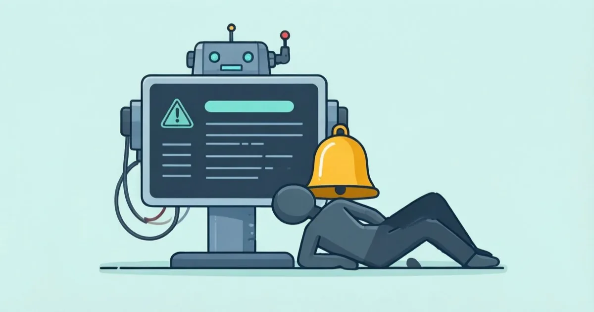 警告マークとロボットを描いた挿絵