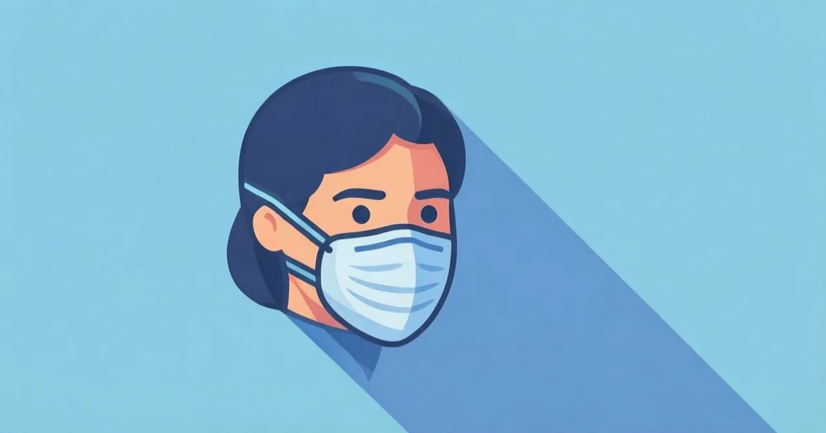 覆面の下から少しだけ顔がのぞいているキャラクターのイメージ、フラットなイラスト