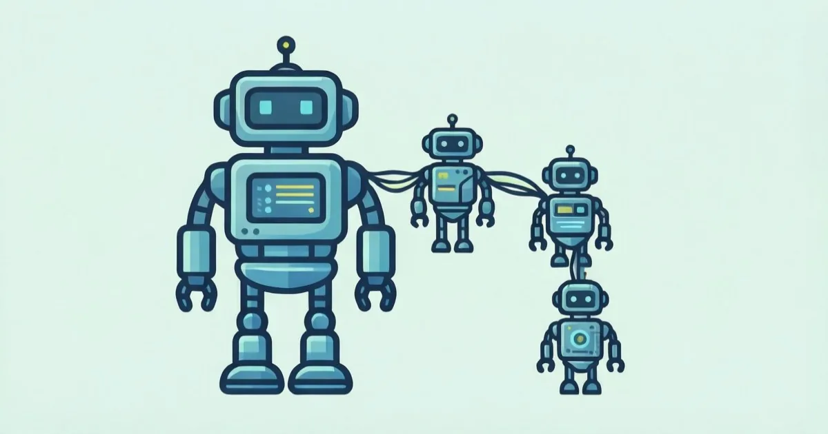 ネットワークとロボットを描いた挿絵