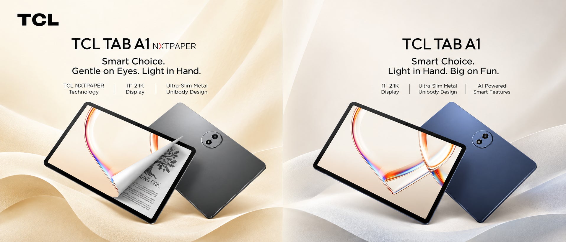 TAB A1とTAB A1 NXTPAPERの公式発表画像